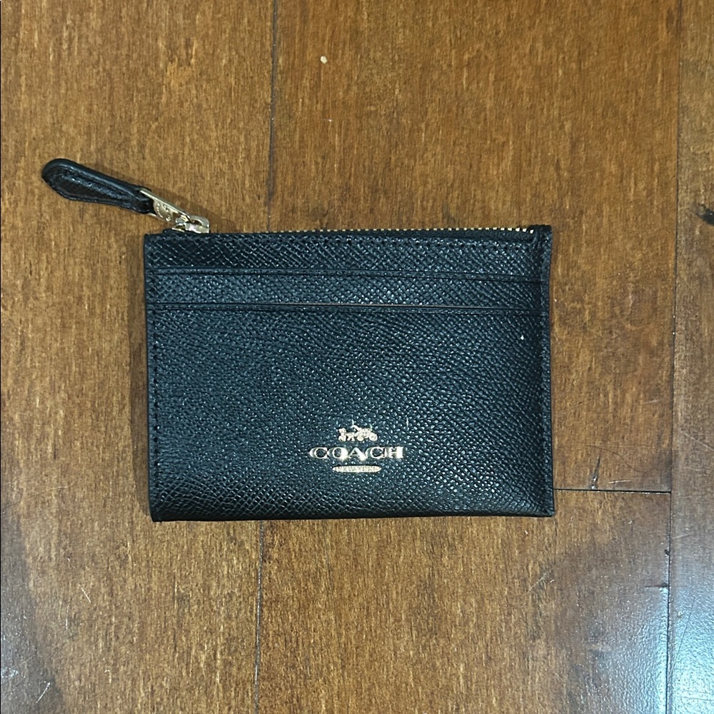 NWT Coach Black Textured Leather Pouch